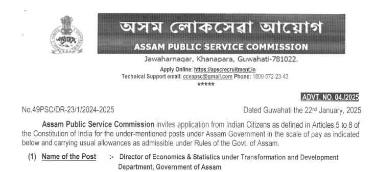 APSC Director of Economics & Statistics Recruitment