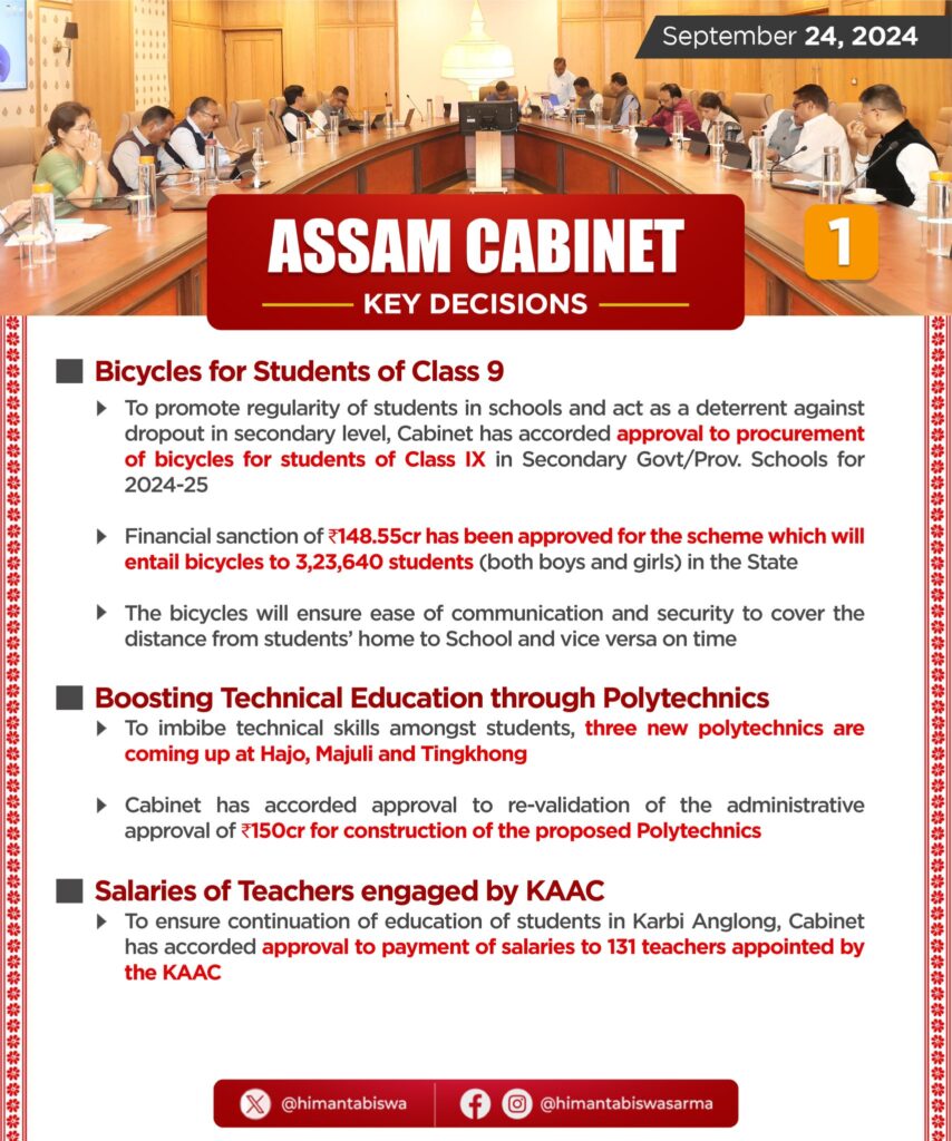 Assam Cabinet Meeting 24 Sept 2024