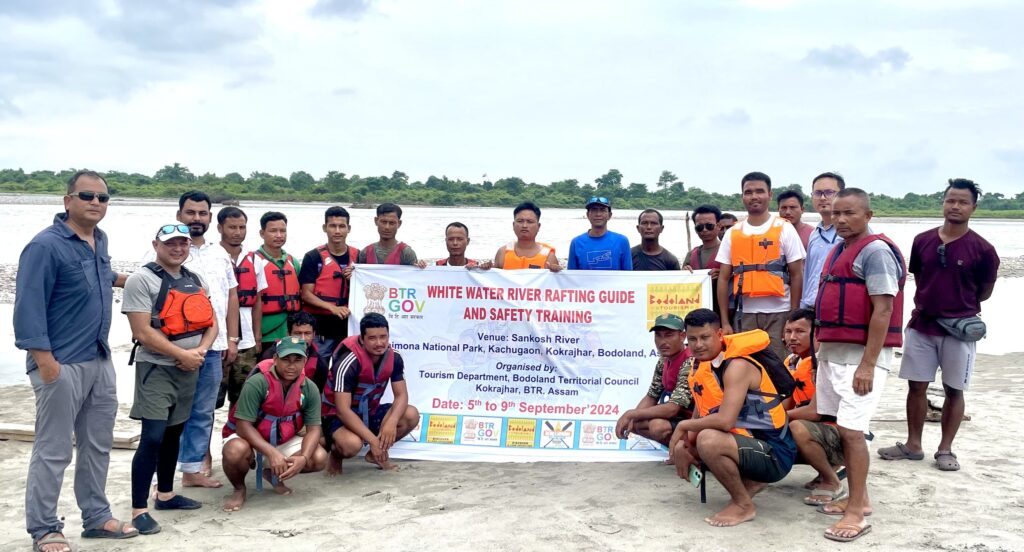 Training of water rafting at Sankosh River