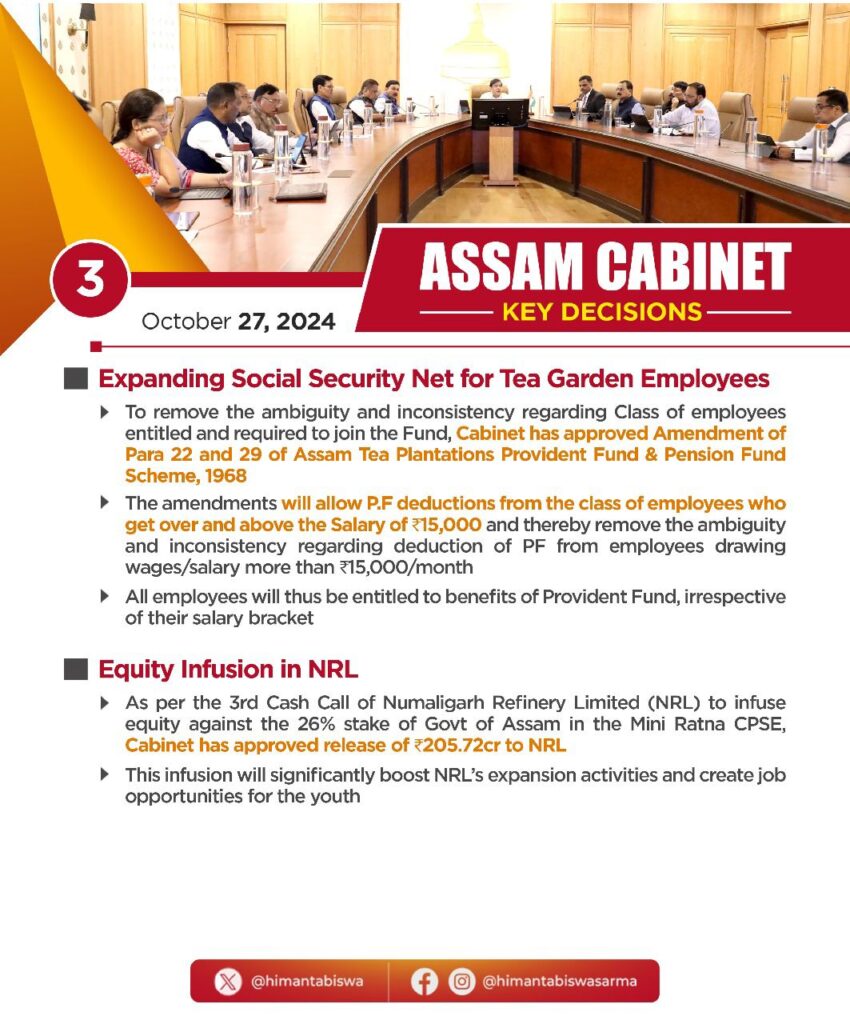 2024 Assam Cabinet Meeting 27 Oct