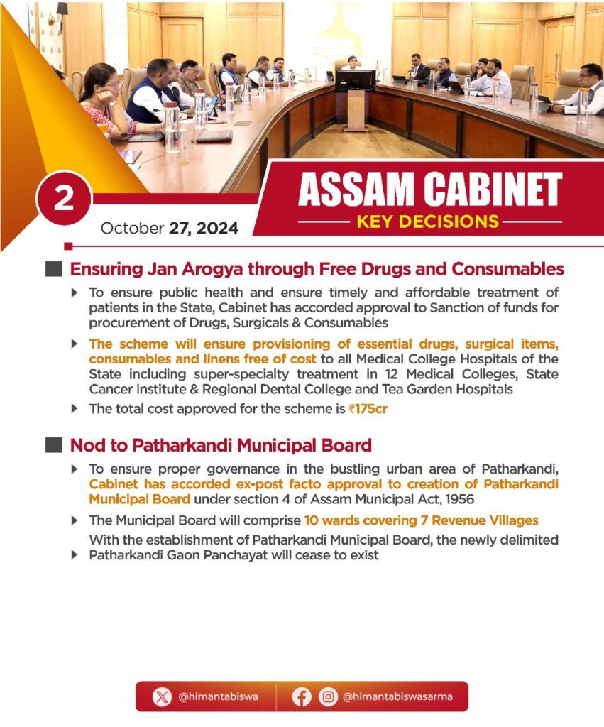 Assam cabinet Meeting 2024 Oct 27