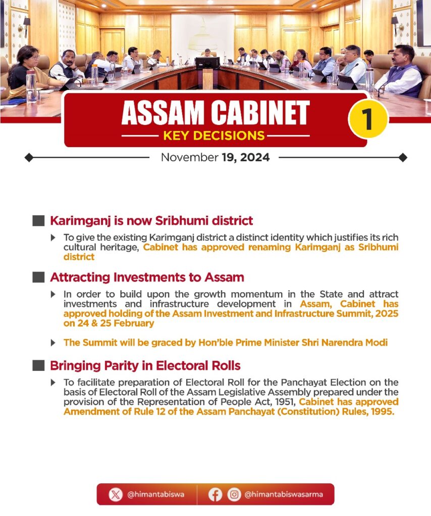 Assam Cabinet Meeting Key Decisions 19 Nov 2024 1