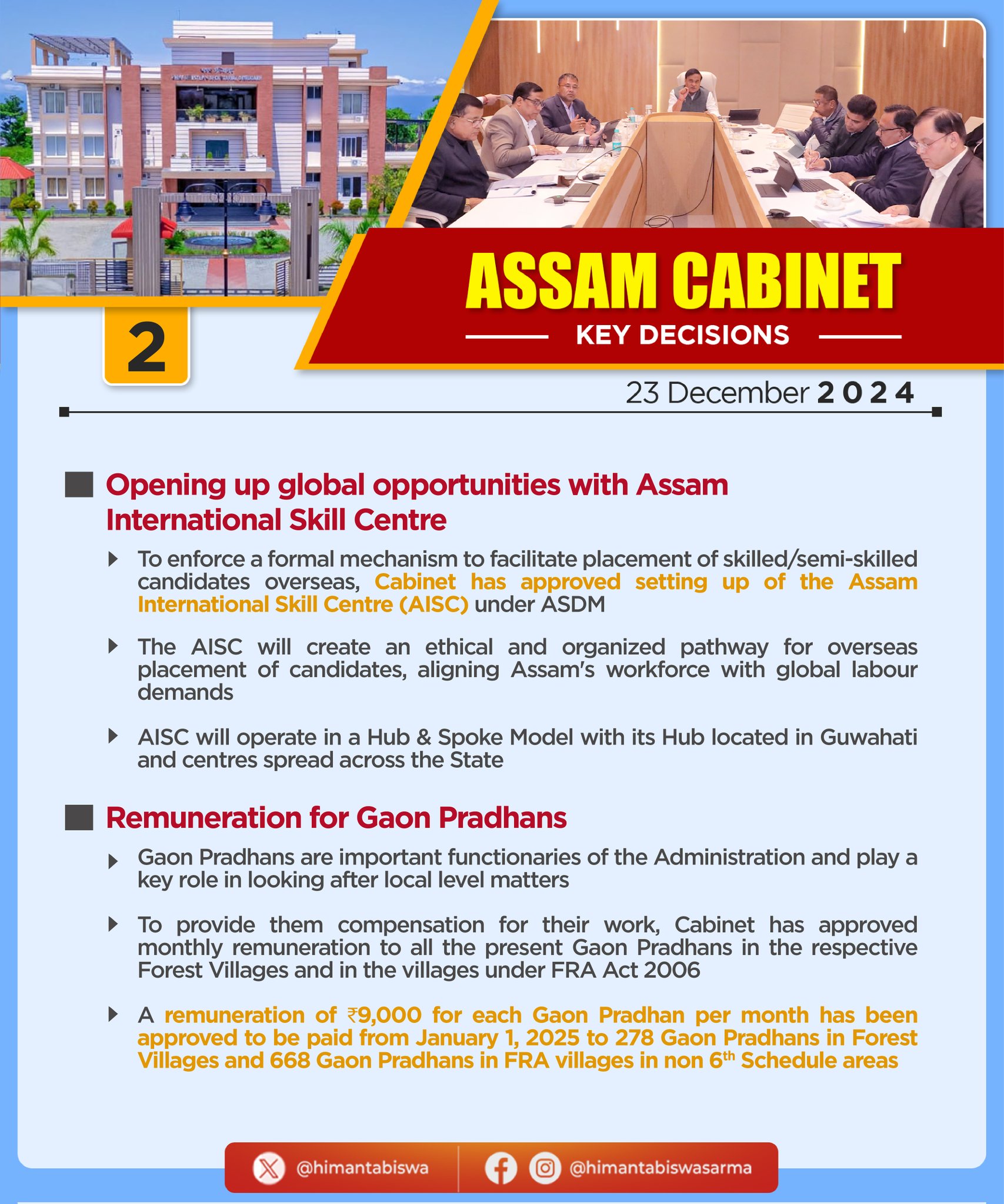 Assam Cabinet Meeting 23 Dec 2024